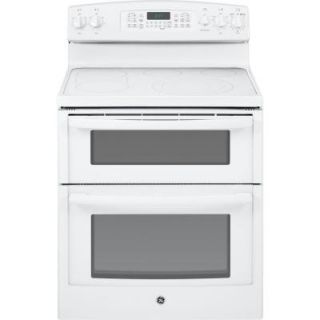 GE 6.6 cu. ft. Double Oven Electric Range with Self Cleaning Oven and Convection (lower oven) in White JB870TFWW