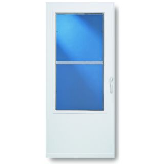 Comfort Bilt Highland White Mid View Tempered Glass Standard Half Screen Storm Door (Common 32 in x 81 in; Actual 31.75 in x 79.875 in)
