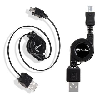 BasAcc Black Two in one Retractable Micro USB Charging/Transfer Cable
