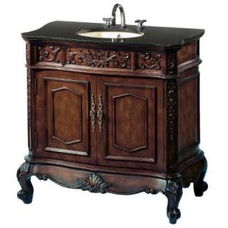 Home Decorators Collection Winslow Sink Cabinet 37 In. H x 43 In. W in Mahogany and Black Granite DISCONTINUED 2992110820