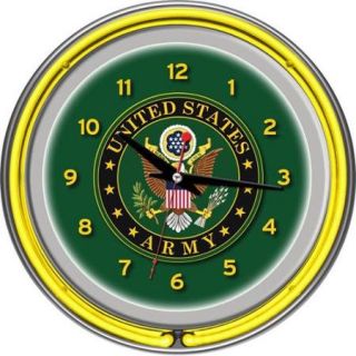 U. S. Army Symbol Chrome Double Ring Neon Clock