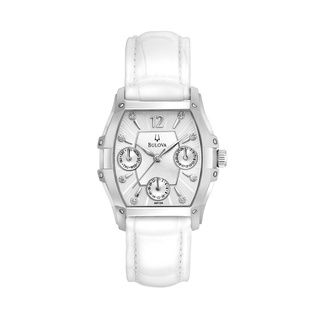 Bulova Womens 96P126 Diamond Multifunctional White Watch   16670365
