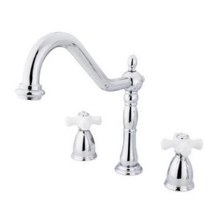 Elements of Design Heritage Double Handle Widespread Kitchen Faucet with Porcelain Cross Handles