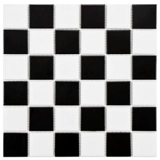 Merola Tile Boreal Quad Checker Black/White 11 7/8 in. x 11 7/8 in. x 6 mm Porcelain Mosaic Floor and Wall Tile FYFB2SCH