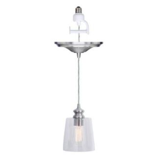 Worth Home Products 1 Light Brushed Nickel Instant Pendant Conversion Kit with Glass Shade PBN 3224 0030