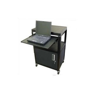 Buhl Metal Adjustable AV Cart with Locking Cabinet and Pull Out Shelf