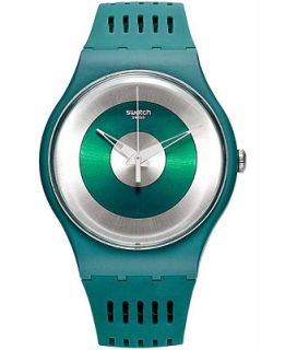 Swatch Unisex Swiss Computerion Dark Green Silicone Strap Watch 41mm