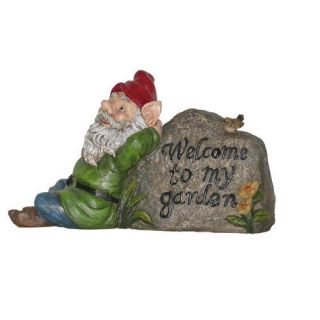 Garden Gnome and Rock Welcome Sign