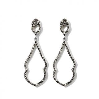 Gray Marcasite and Sterling Silver Abstract Drop Earrings   7609630