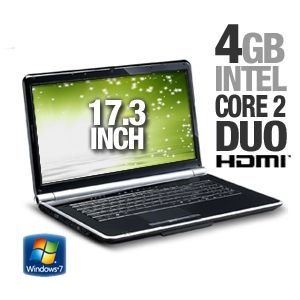 Gateway NV7802U Notebook PC   Intel Core 2 Duo T6600 2.2GHz, 4GB DDR3, 500GB HDD, DVDRW, 17.3 LED, Windows 7 Home Premium 64 bit, Black