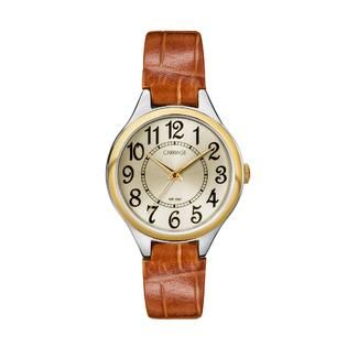 Timex Ladies Carriage Watch w/Round Two Tone Case, White Dial and
