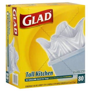 Glad Quick Tie Tall Kitchen Bags, 13 Gallon, 80 bags   Food & Grocery
