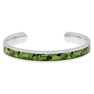 Stainless Steel Cuff Bangle with Camouflage Accent   Jewelry