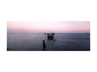 Pier in the Atlantic Ocean, Dilapidated Pier, North Point State Park, Edgemere, Baltimore County, Maryland, USA Print by