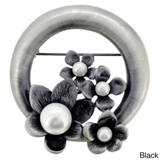 Vintage Style Pearl Black Flower Wreath Pin Brooch   15293747