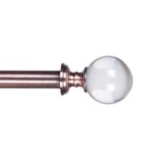 Lavish Home 48 in.   86 in. Telescoping 3/4 in. Curtain Rod in Antique Copper with Crystal Ball Finial 63 5001 CO