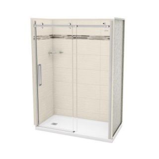 Utile by MAAX 32 in. x 60 in. x 83.5 in. Direct to Stud Left Alcove Shower Kit in Origin Greige with Chrome Door 106279 000 001 101
