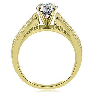 AMCOR 1.75 Cttw Round Cut 14K Yellow Gold Diamond Vintage Bridal Set 2
