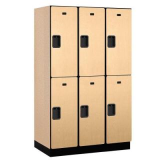 Salsbury Industries 22000 Series 2 Tier Wood Extra Wide Designer Locker in Maple   15 in. W x 76 in. H x 21 in. D (Set of 3) 22361MAP