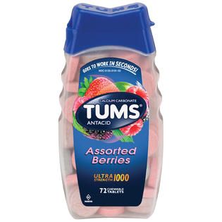 Tums Ultra Strength 1000 Assorted Berries Tablets Antacid 72 CT