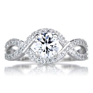 Emitations Dorotheas Round Cut Twisted Band Cubic Zirconia Engagement