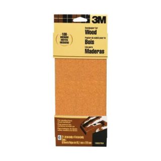 3M 3 2/3 in. x 9 in. 100 Grit Medium Garnet Sand Paper (6 Sheets Pack) 19037 20 CC
