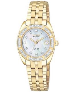 Citizen Womens Eco Drive Paladion Diamond Accent Gold Tone Stainless
