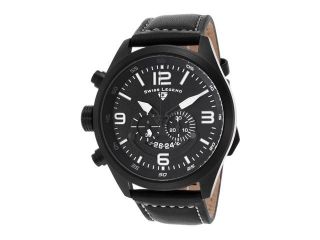 Swiss Legend 10020 Bb 01 Highlander Chrono Black Genuine Leather Contrast Stitch Watch