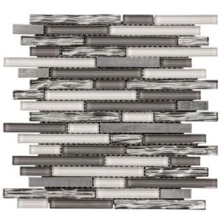 Jeffrey Court Waves of Grey 12 in. x 12.25 in. x 8 mm Glass/Metal Mosaic Wall Tile 99716
