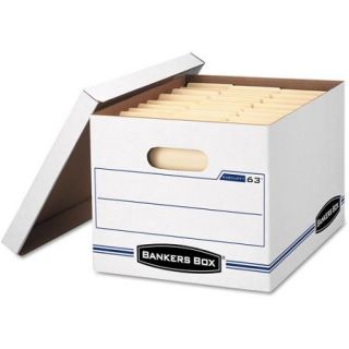 Bankers Box EasyLift Storage Box, Letter/Letter, Lift Off Lid, White/Blue, 12/Carton