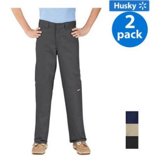 Dickies Husky Boys' Double Knee Twill Pants, 2 Pack Value Bundle