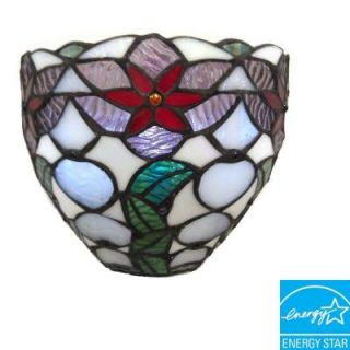 It's Exciting Lighting Stained Glass Poinsettia Festive Bowl Battery Operated 3 LED Sconce IEL AMB1009