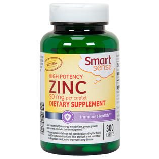 Smart Sense High Potency Zinc Dietary Supplement 50 mg 300 Caplets