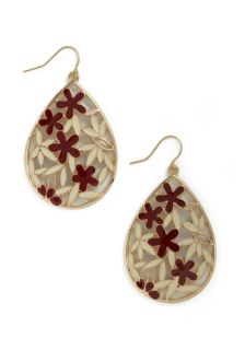 Droplets Dance Earrings in Cream and Brick  Mod Retro Vintage Earrings