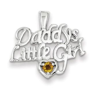 Sterling Silver Citrine Daddy's Little Girl Pendant