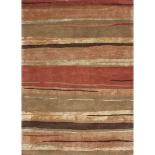Transitional Red/ Orange Wool/ Silk Tufted Rug (8 x 11)