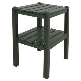 POLYWOOD Green 2 Shelf Patio Side Table TWSTGR