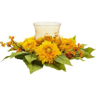 Golden Sunflower Candelabrum Silk Flower Arrangement