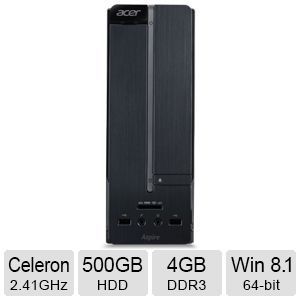 Acer Aspire AXC 603 UR15 Desktop PC   Intel Celeron J1800 2.41GHz, 4GB DDR3 Memory, 500GB HDD, DVDRW, Windows 8.1 64 bit   DT.SW7AA.002
