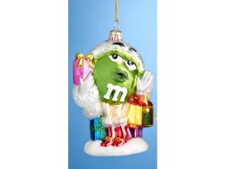 4.25" Miss Green M&M's Candy Nostalgic Hand Crafted Glass Christmas Ornament