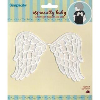 Wrights Especially Baby Iron On Appliques White Angel Wings 6 Inch