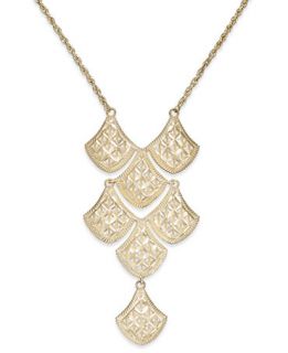 Diamond Cut Mesh Linked Frontal Necklace in 14k Gold   Necklaces