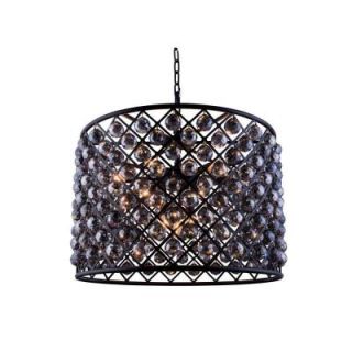 Elegant Lighting Madison 8 Light Mocha Brown Chandelier with Silver Shade Grey Crystal 1206D27MB SS/RC