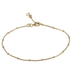 Sterling Essentials 14K Gold over Silver 10 inch Snake Bead Anklet