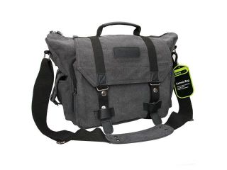Evecase Large Canvas Messenger DSLR Camera Bag w/Rain Cover for Canon DSLR – Gray