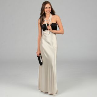 Issue New York Womens Black and Ivory Long Two tone Strapless Evening