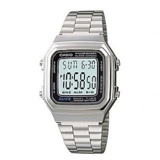 Casio Mens Calendar Day/Date Large Face Digital Watch with Silvertone