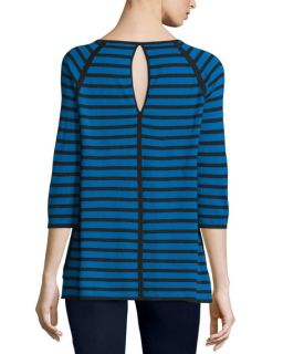 Cashmere Collection 3/4 Sleeve Striped Top