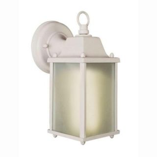 Bel Air Lighting 1 Light White Outdoor Wall Mount Coach Lantern with Frosted Glass PL 40455 WH