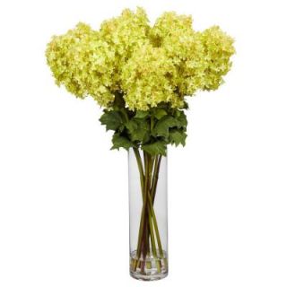 Nearly Natural 40 in. H Yellow Giant Hydrangea Silk Flower Arrangement 1223